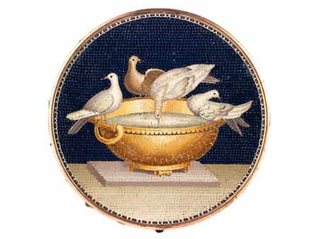 Mikromosaik „Die Tauben des Plinius“ von Giacomo Raffaelli, 1753 - 1836