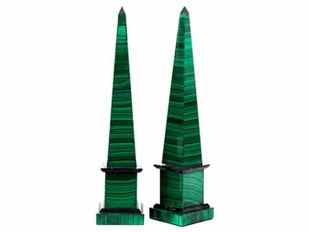 Paar Malachit-Obelisken