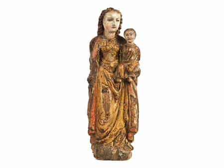  Schnitzfigur einer Madonna mit dem Jesuskind