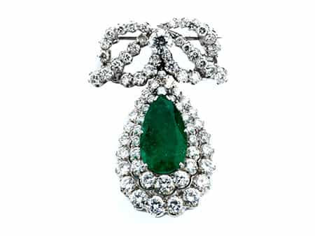 Smaragd-Diamantbrosche
