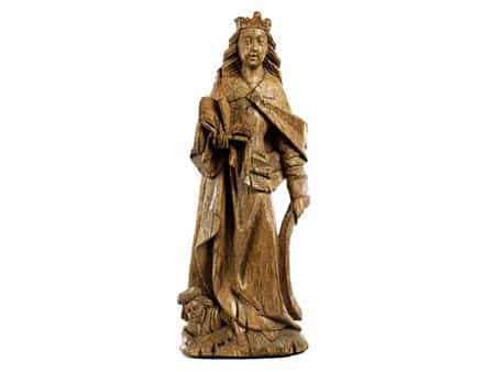 Schnitzfigur der Heiligen Katharina