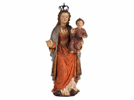 Schnitzfigur einer Maria mit segnendem Jesuskind