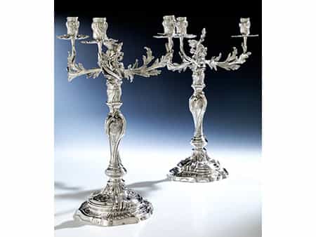  Paar barocke Genueser Silberkandelaber