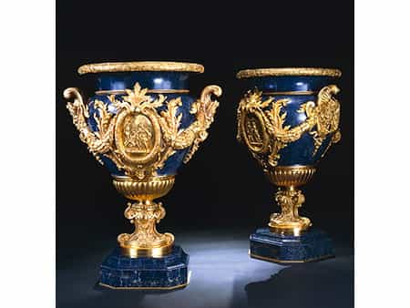 † Paar Vasen aus Lapislazuli im Louis XIV-Stil