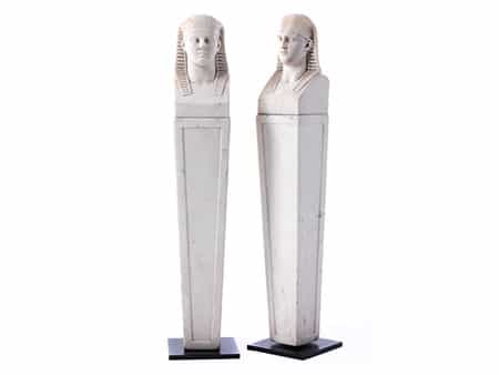 Paar neoklassizistische Hermen im ägyptischen Stil