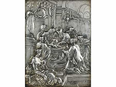 Silbernes Bildrelief mit Darstellung der Beschneidung Christi