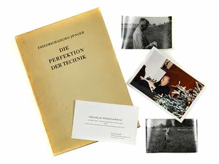 Buch „Die Perfektion der Technik“ von Friedrich Georg Jünger mit handschriftlicher Widmung Ernst Jüngers an Wilhelm Rosenkranz