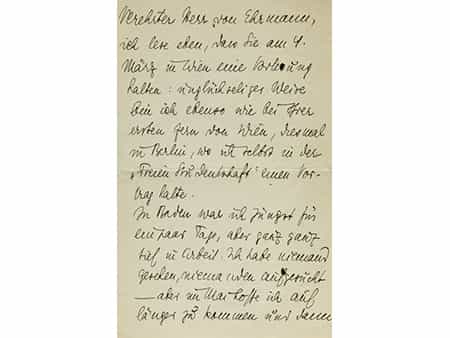 Stefan Zweig: handschriftlicher Brief an Alfred von Ehrmann
