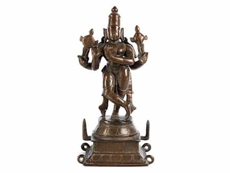 Indische Bronzefigur des Gottes Krishna