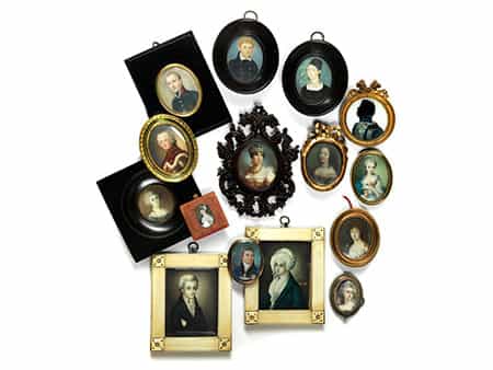 Konvolut von insgesamt 15 Miniaturen des 18. und 19. Jahrhunderts