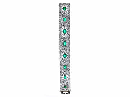 Art déco-Smaragd-Diamantarmband