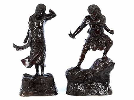 Paar japanische Bronzefiguren