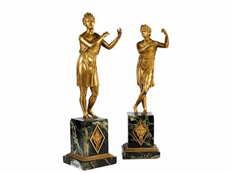 Zwei vergoldete Bronzefiguren