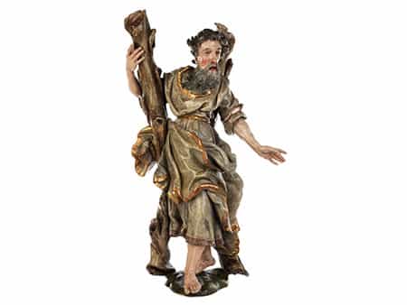 Barocke Schnitzfigur des Heiligen Andreas