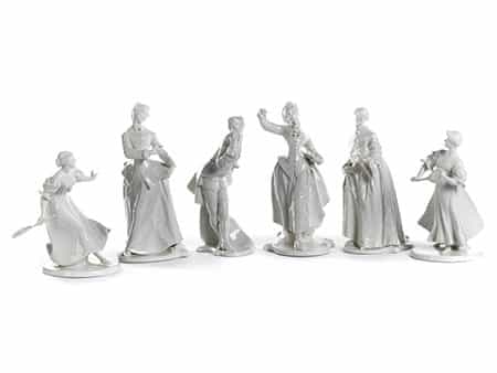 Konvolut von sechs Nymphenburger Porzellanfiguren