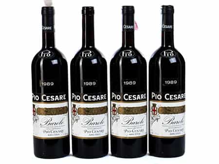 Vier Flaschen Barolo von Pio Cesare, Jahrgang 1989