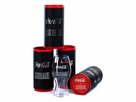 Vier Riedel Coca-Cola Gläser