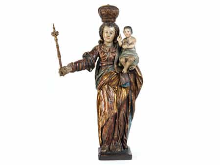 Schnitzfigur einer Maria Immaculata mit dem segnenden Jesuskind