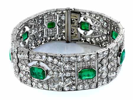 Art déco-Smaragd-Diamantarmband