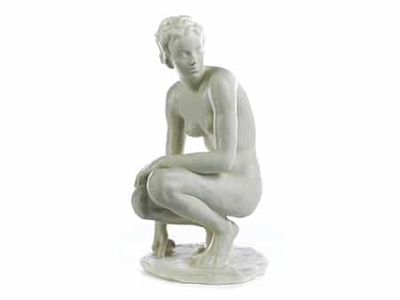 Porzellanfigur „Die Hockende“ von Fritz Klimsch für Rosenthal
