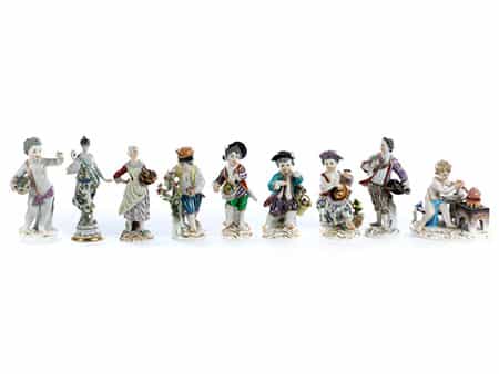 Acht Meissener Porzellanfiguren