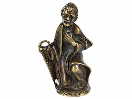 Kleine Bronzefigur des Heiligen Josef