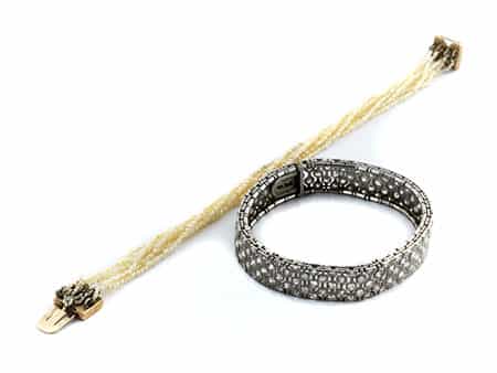 Diamantarmband von Cartier und Perlarmband