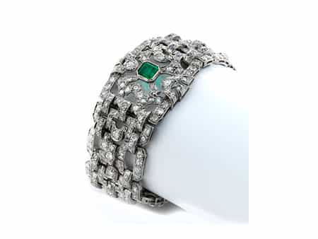 Art déco-Diamant-Smaragdarmband