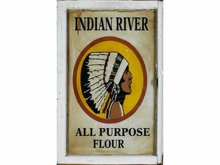 Werbeschild „Indian River“ All purpose flour 