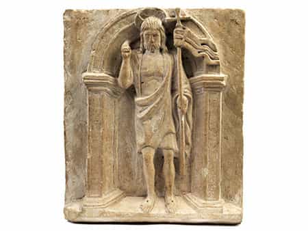 Steinrelief mit Darstellung des Heiligen Johannes Baptist