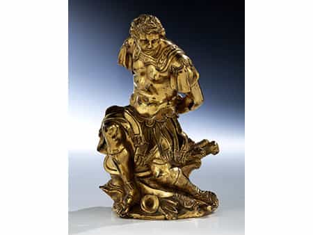 Bedeutende museale vergoldete Bronzefigur eines römischen Kriegers