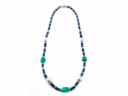 Saphir-Smaragd-Perlenkette