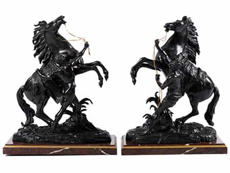 Paar Pferdebronzen nach Modell von Guillaume Coustou (1677–1746)