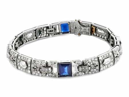 Art déco-Saphir-Diamantarmband von Tiffany