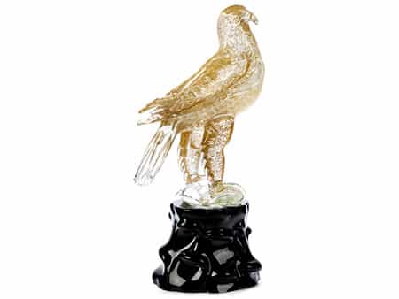Glasskulptur eines Falken, A. Barbaro, zug.