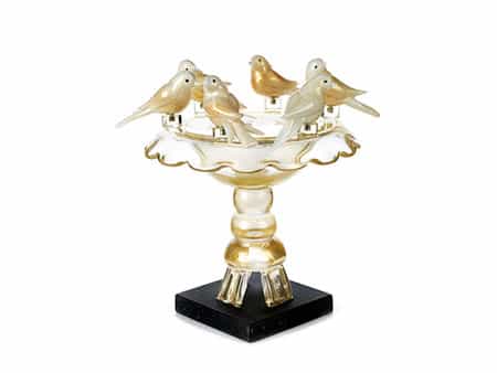 Gefußte Murano-Glassschale mit Vögeln