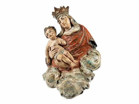 Kleine geschnitzte Figurengruppe Maria mit dem Kind