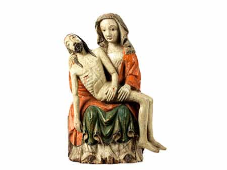 Frühgotische Schnitzfigurengruppe einer Pietà