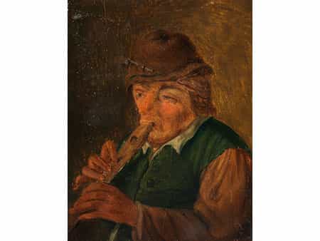 Kleine Darstellung eines bäuerlichen Flötenspielers