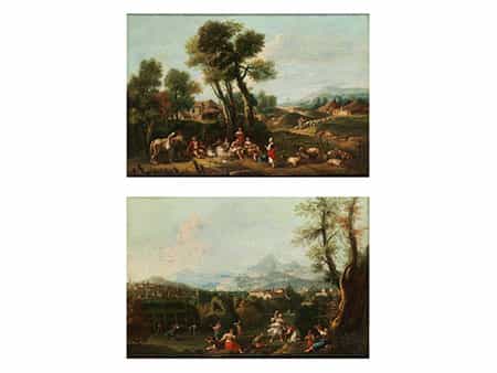 Giuseppe Zais, 1709 Forno di Canale – 1784 Trevisio Der Maler war beeinflusst durch die Vedutenmalerei des Marco Ricci (1676/79-1729/30), später des Francesco Zuccarelli (1702-1788). Bekannt wurde er durch seine Fresken in der Villa Pisani in