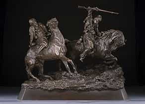 Bronzegruppe zweier Tscherkessen-Reiter