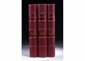 Drei russische Prachtbände mit Briefen des Adels aus dem 18. Jahrhundert in kyrillischer Schrift sowie im letzten Teil der Bände Französisch