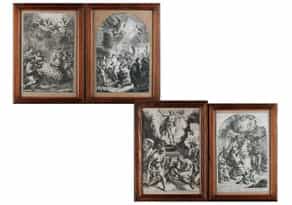 Serie von vier Kupferstichen des 18. Jahrhunderts mit Szenen des Neuen Testaments
