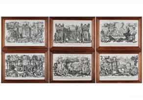 Serie von sechs Kupferstichen des 18. Jahrhunderts mit biblischen Szenen