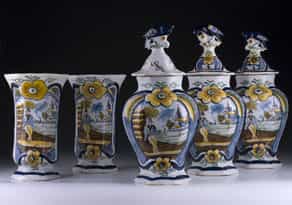 Satz von fünf holländischen Fayence-Vasen