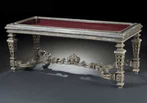 Niedriger Salontisch (Couchtisch) im Louis XIV-Stil mit Vitrinen-Deckplatte