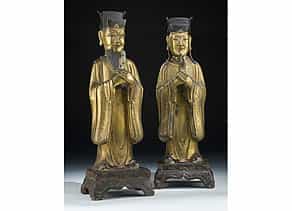 Paar chinesische Bronzefiguren