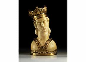 Reliquienbüste einer Heiligen aus einem Königsgeschlecht mit Gold- und Steinbesatz