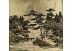 Paar chinesische Seidenmalereien