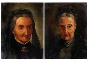 Paar Portraitbildnisse älterer Damen